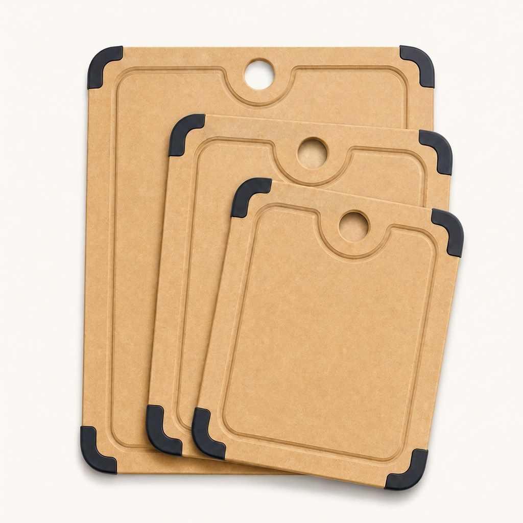 NORU wood fiber composite cutting board — three sizes