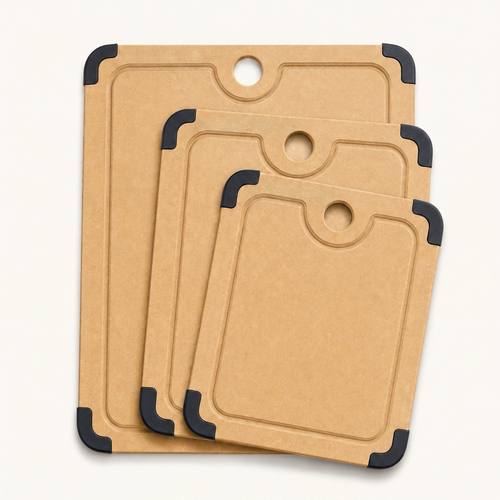 NORU wood fiber composite cutting board — three sizes