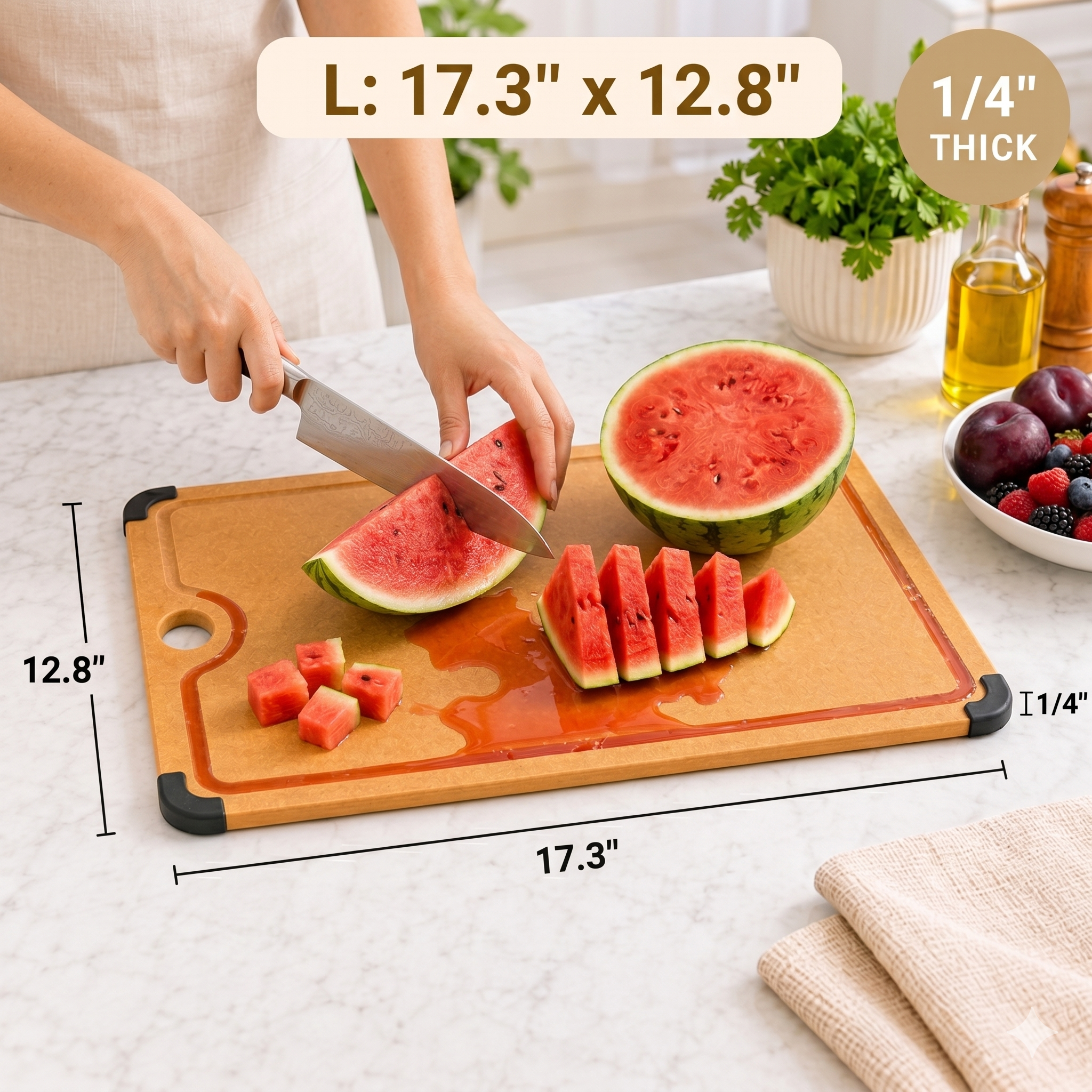 L 17.3x12.8 inch 1/4 thick — cutting watermelon