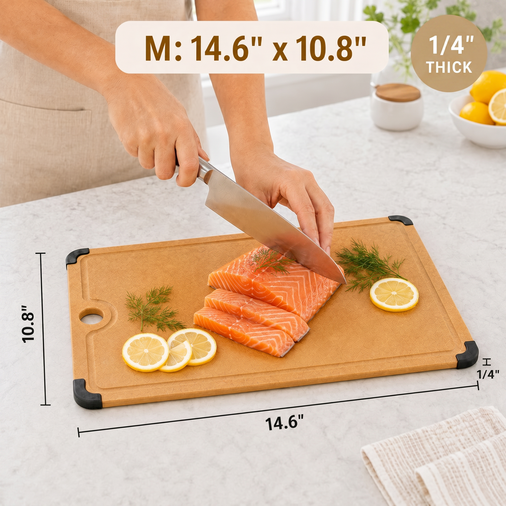 M 14.6x10.8 inch 1/4 thick — slicing salmon